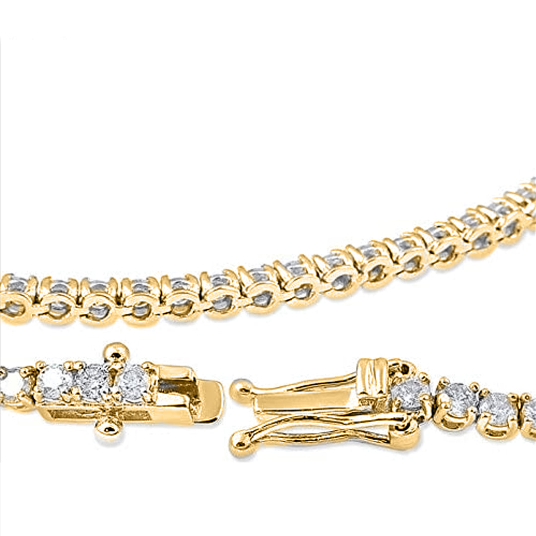 Sparkling 5 Carat Natural diamond Round Brilliant Tennis Bracelet in 14K Yellow Gold & White Gold