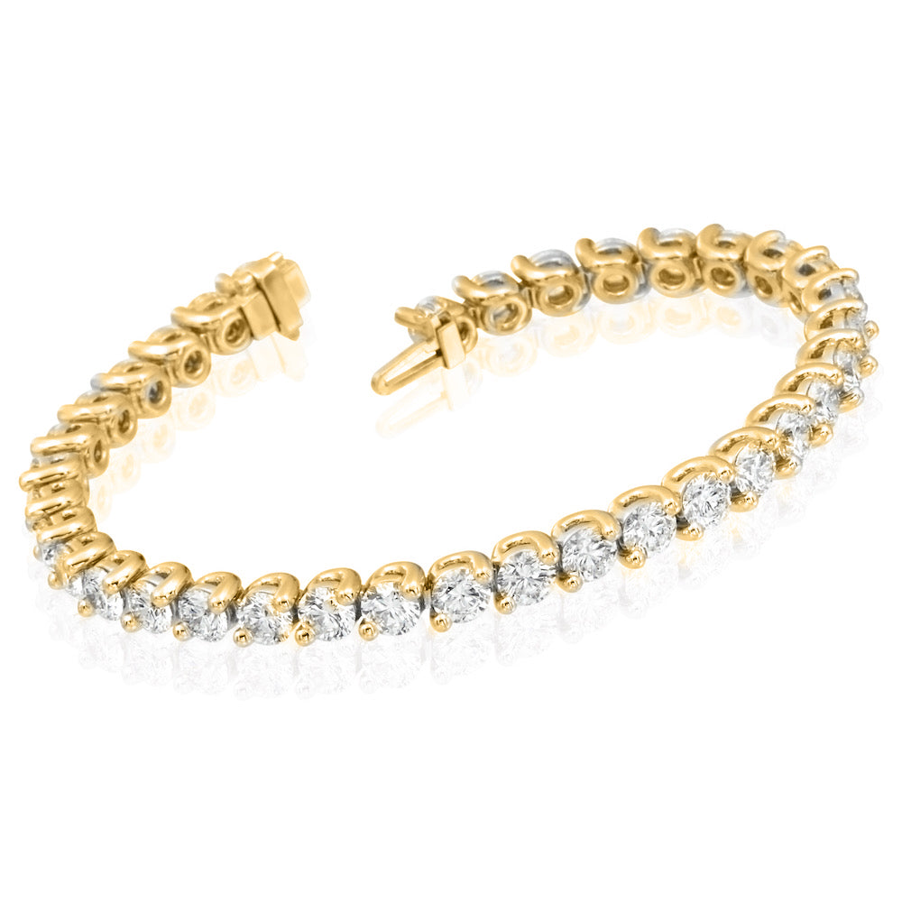 Dazzling 10.00 Carat Natural Diamond Tennis Bracelet in 14K Yellow Gold & White Gold
