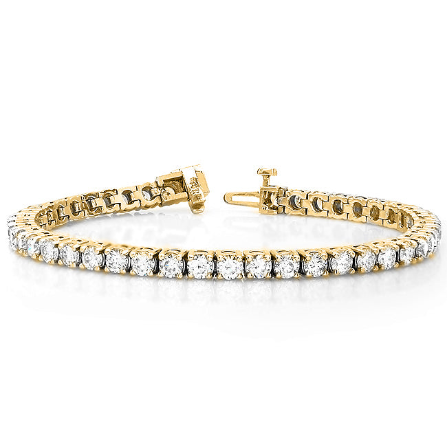 Exquisite 7.00 Carat Natural Diamond Tennis Bracelet in 14K Yellow Gold & White Gold