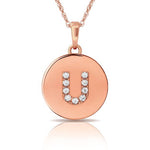 Load image into Gallery viewer, 14k Gold 12mm x 18mm Disc with Initial Engraved Letter Necklace