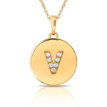 Load image into Gallery viewer, 14k Gold 12mm x 18mm Disc with Initial Engraved Letter Necklace