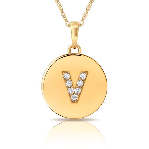 14k Gold 12mm x 18mm Disc with Initial Engraved Letter Necklace