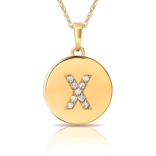 14k Gold 12mm x 18mm Disc with Initial Engraved Letter Necklace