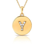 Load image into Gallery viewer, 14k Gold 12mm x 18mm Disc with Initial Engraved Letter Necklace