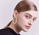 Load image into Gallery viewer, Luxurious 14k Yellow Gold Hoop Diamond Earrings