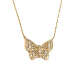 Load image into Gallery viewer, Lightweight 14k Yellow Gold or White Gold Butterfly Diamond Necklace
