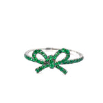 Load image into Gallery viewer, 10K White Gold "The Papillan" Emerald Bow Ring