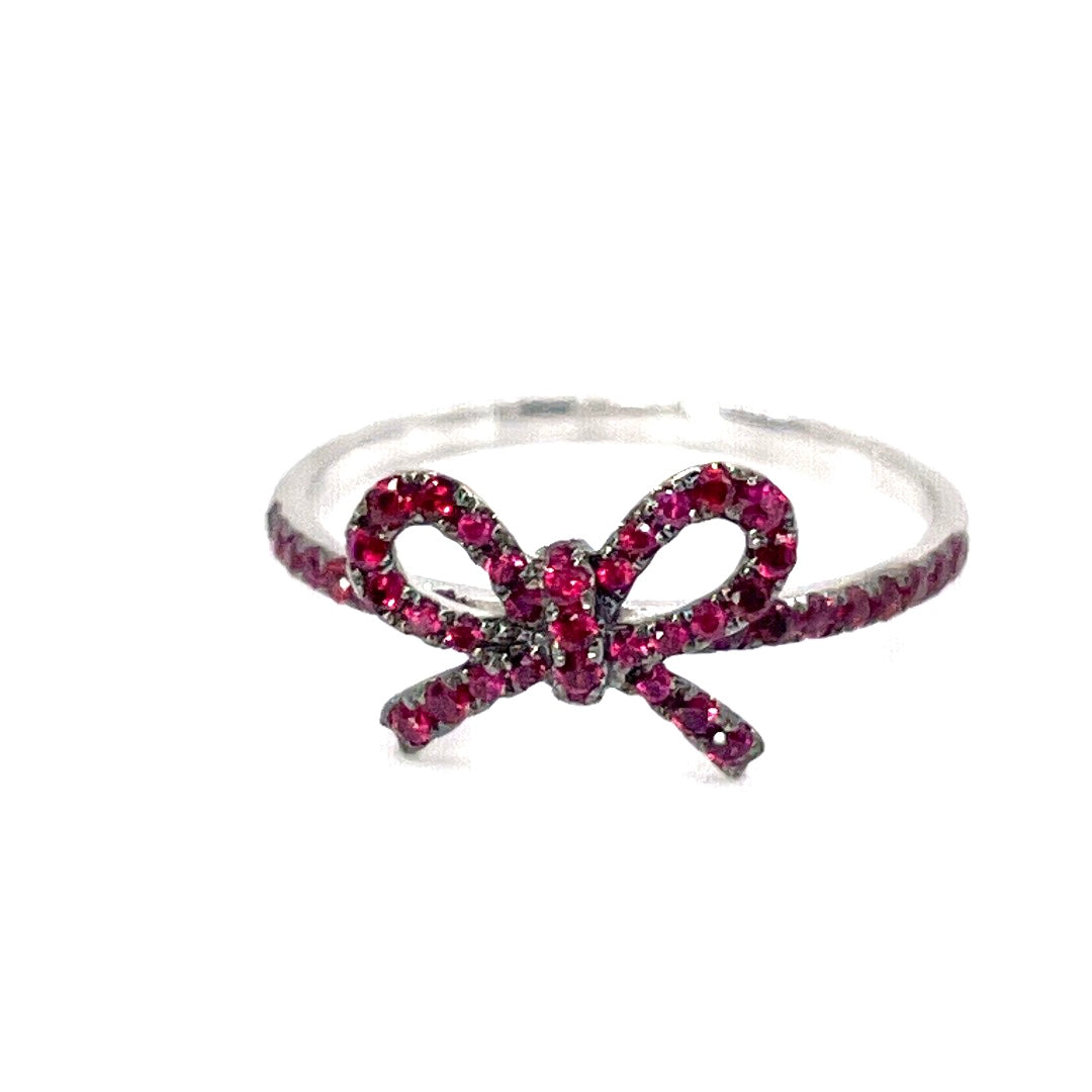 10K White Gold "The Papillan" Ruby Bow Ring
