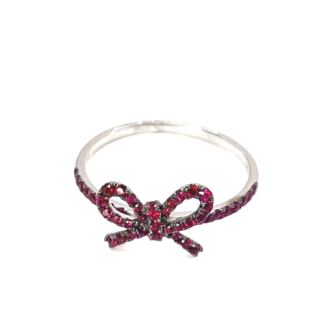 10K White Gold "The Papillan" Ruby Bow Ring