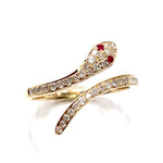 Load image into Gallery viewer, Stunning 14k Yellow Gold or White Gold Diamond and Ruby Snake ring
