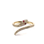Load image into Gallery viewer, Stunning 14k Yellow Gold or White Gold Diamond and Ruby Snake ring
