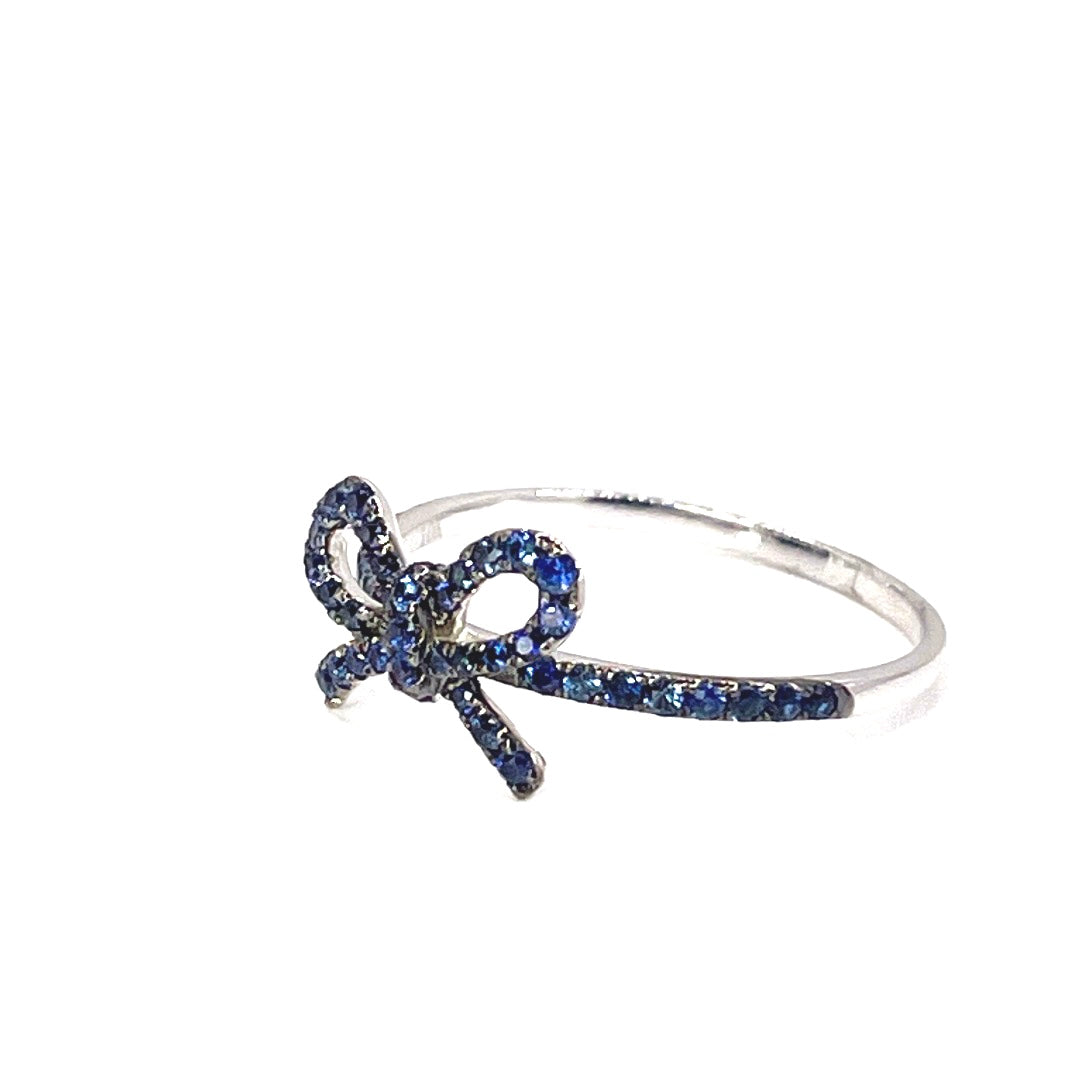 10K White Gold "The Papillan" Sapphire Bow Ring