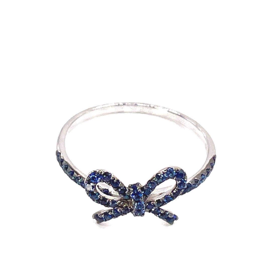 10K White Gold "The Papillan" Sapphire Bow Ring