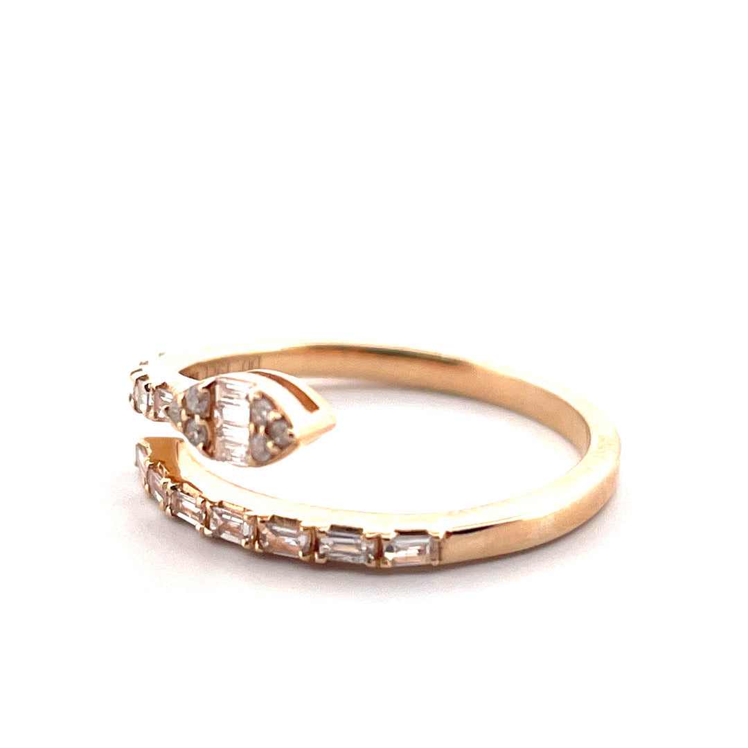 14K Yellow Gold or White Gold Open Cuff Snake Diamond Ring