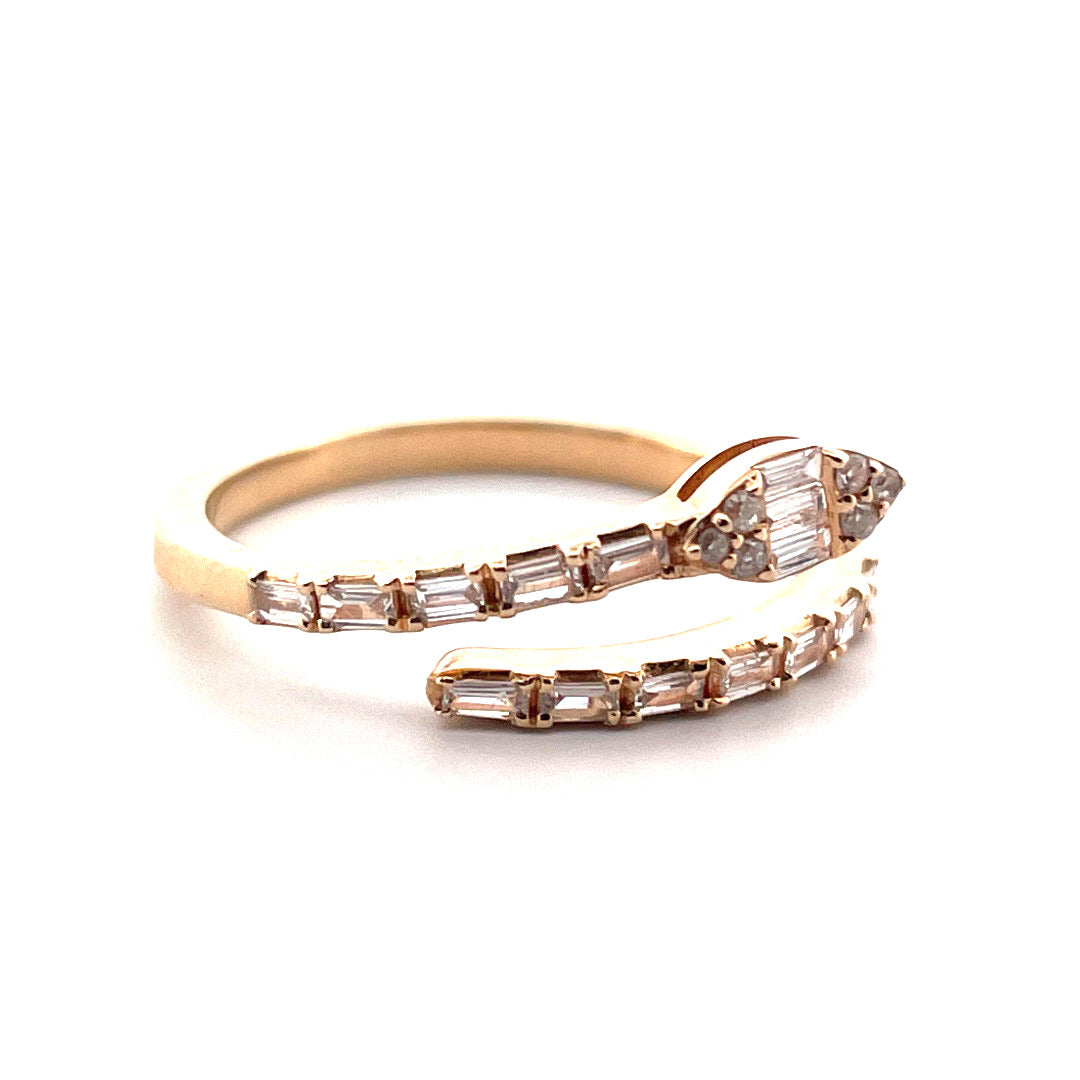 14K Yellow Gold or White Gold Open Cuff Snake Diamond Ring