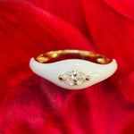 Load image into Gallery viewer, 18k Yellow Gold Enamel Diamond Ring