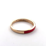 Load image into Gallery viewer, 14K Yellow Gold Red Enamel Diamond Ring
