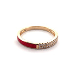 Load image into Gallery viewer, 14K Yellow Gold Red Enamel Diamond Ring
