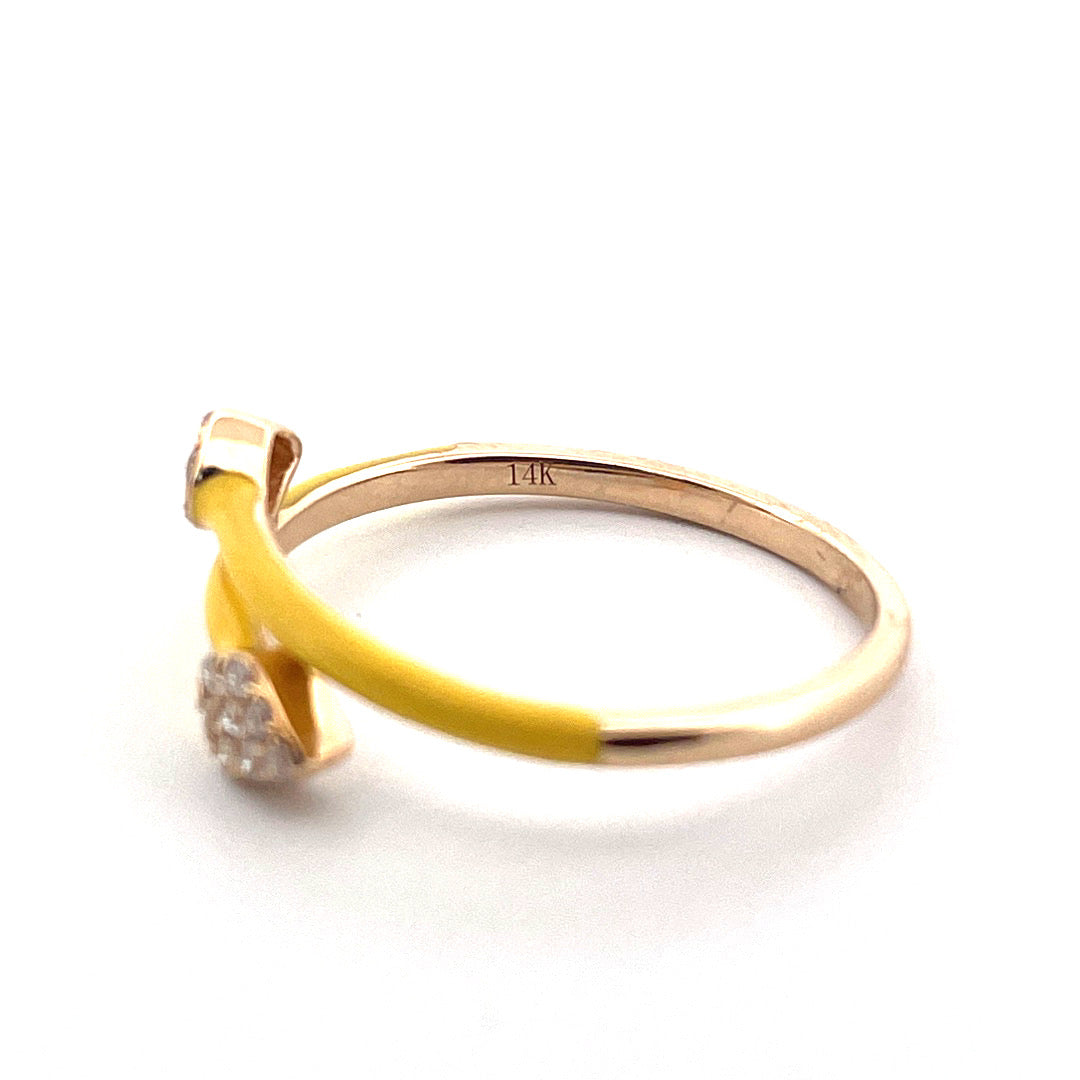 14K Yellow Gold Snake Ring with Yellow Enamel