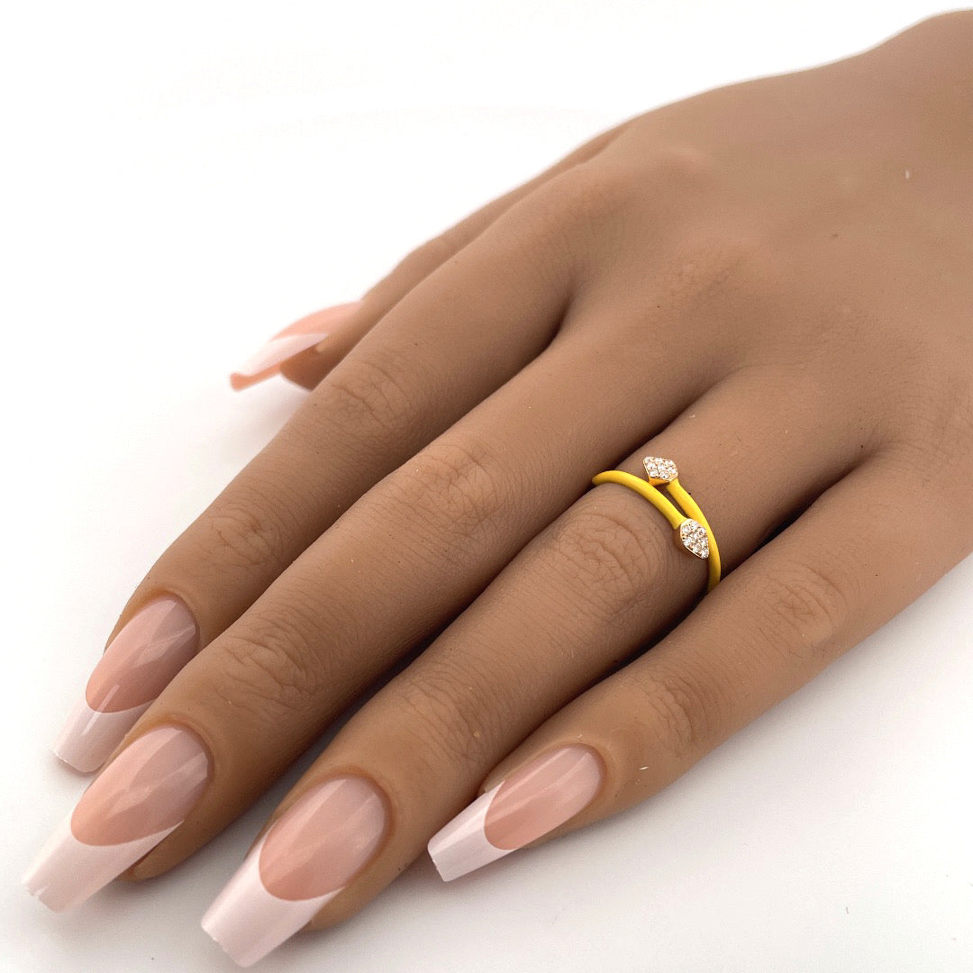 14K Yellow Gold Snake Ring with Yellow Enamel