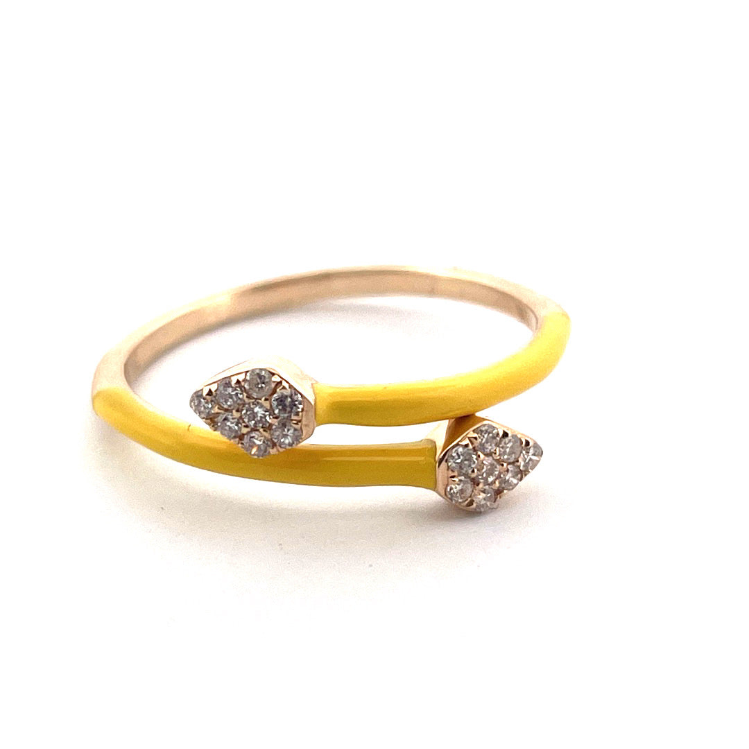 14K Yellow Gold Snake Ring with Yellow Enamel