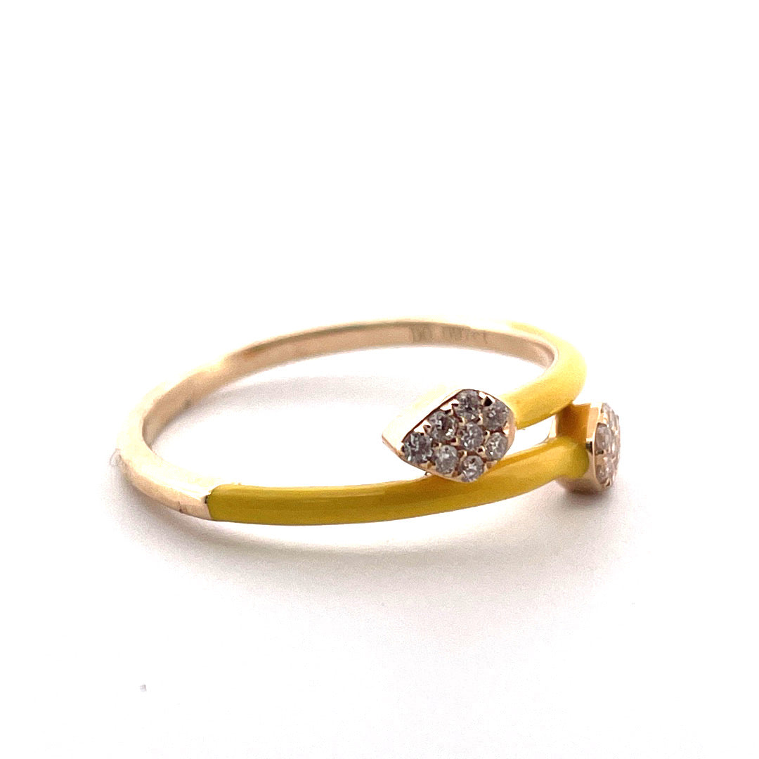 14K Yellow Gold Snake Ring with Yellow Enamel