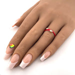 Load image into Gallery viewer, 14K Yellow Gold Snake Ring with Red Enamel