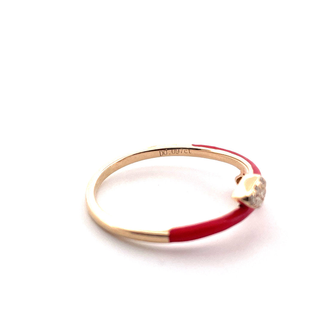 14K Yellow Gold Snake Ring with Red Enamel