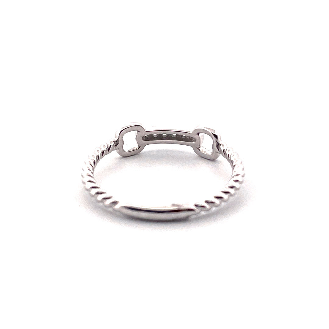 14k White Gold GG Link Diamond Ring