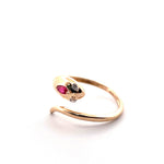 Load image into Gallery viewer, 14K Yellow Gold Snake Diamond Ring With Ruby