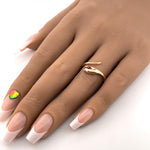 Load image into Gallery viewer, 14K Yellow Gold Snake Diamond Ring With Ruby