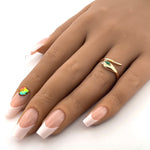 Load image into Gallery viewer, 14K Yellow Gold Snake Diamond Emerald Ring