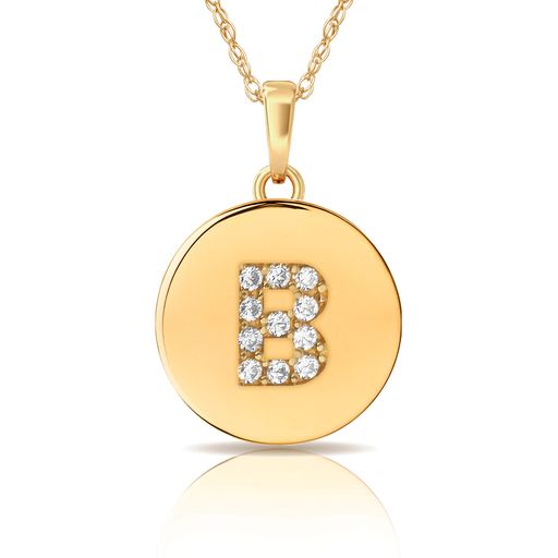14k Gold 12mm x 18mm Disc with Initial Engraved Letter Necklace
