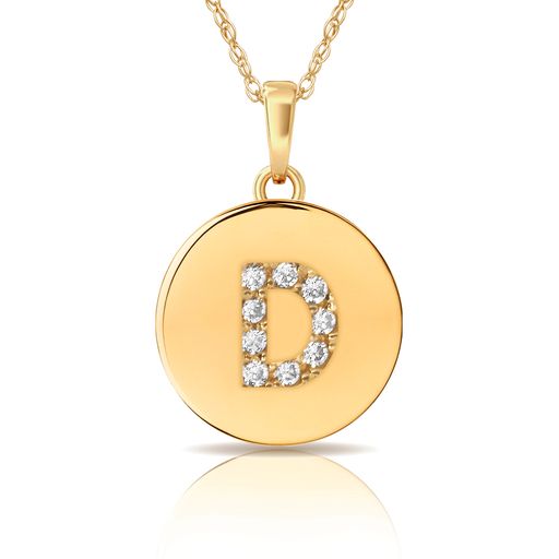 14k Gold 12mm x 18mm Disc with Initial Engraved Letter Necklace