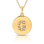 Load image into Gallery viewer, 14k Gold 12mm x 18mm Disc with Initial Engraved Letter Necklace