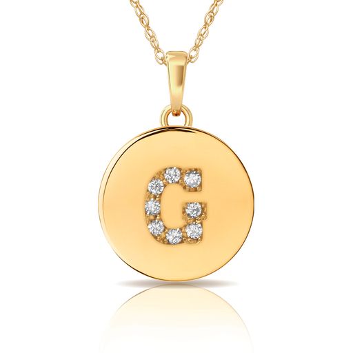 14k Gold 12mm x 18mm Disc with Initial Engraved Letter Necklace
