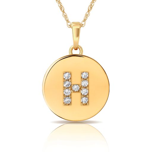 14k Gold 12mm x 18mm Disc with Initial Engraved Letter Necklace