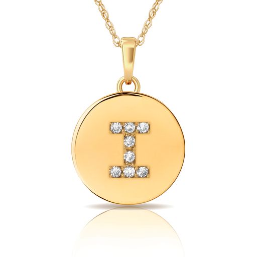 14k Gold 12mm x 18mm Disc with Initial Engraved Letter Necklace
