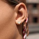 Load image into Gallery viewer, 14K Solid Yellow Gold or White Gold Heart Pave Earrings Set