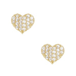Load image into Gallery viewer, 14K Solid Yellow Gold or White Gold Heart Pave Earrings Set