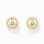 Load image into Gallery viewer, 14K Gold Peace Sign Post Earrings in White Gold or Yellow Gold