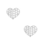 Load image into Gallery viewer, 14K Solid Yellow Gold or White Gold Heart Pave Earrings Set