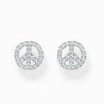 Load image into Gallery viewer, 14K Gold Peace Sign Post Earrings in White Gold or Yellow Gold