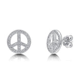 Load image into Gallery viewer, 14K Gold Peace Sign Post Earrings in White Gold or Yellow Gold