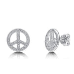 Load image into Gallery viewer, 14K Gold Peace Sign Post Earrings in White Gold or Yellow Gold
