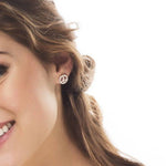 Load image into Gallery viewer, 14K Gold Peace Sign Post Earrings in White Gold or Yellow Gold