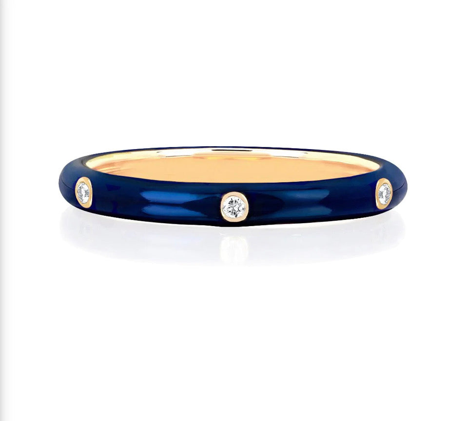 Stackable Enamel Diamond Band In 18K Yellow Gold Pre Order Yours Today!!