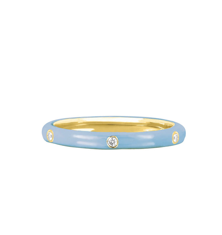 Stackable Enamel Diamond Band In 18K Yellow Gold Pre Order Yours Today!!