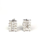 Load image into Gallery viewer, Classic 18K Yellow Gold or White Gold Round and Baguette Diamond Stud Earrings
