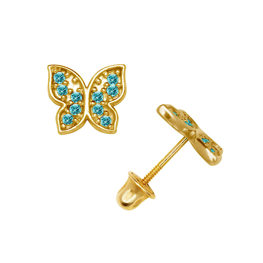 Beautiful 14K Solid Yellow Gold Or White Gold Butterfly Earrings with Screwback